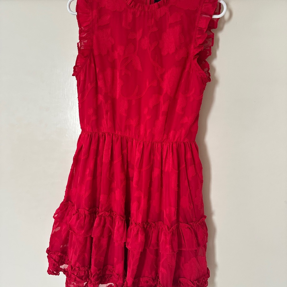 Lulu's Red Ruffle Mini Dress - Picture 2 of 5